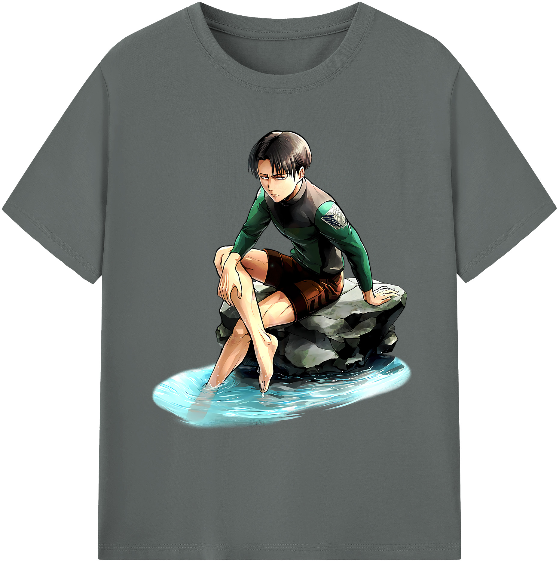 （画像用） 進撃の巨人 リヴァイ·アッカーマン Attack on Titan Levi Ackerman 綿100％ メンズ半袖Tシャツ｜肌触りやわらか＆通気性